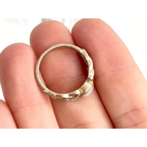 Braided Geometric Navajo Mother of Pearl 925 Sterling Silver Vintage Ring - sz 6 - Picture 6 of 12